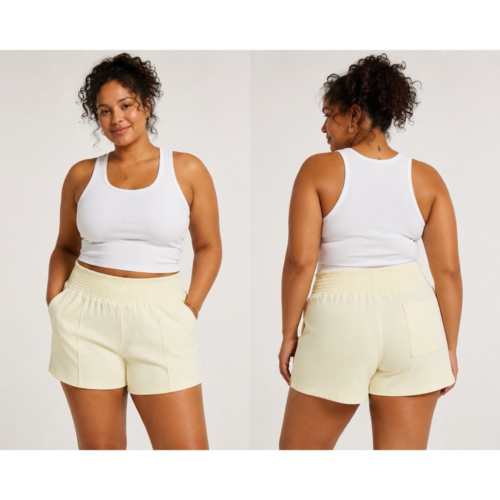 Sweaty Betty Sand Wash CloudWeight Shorts Buttercream Yellow XL AthLeisure NWT